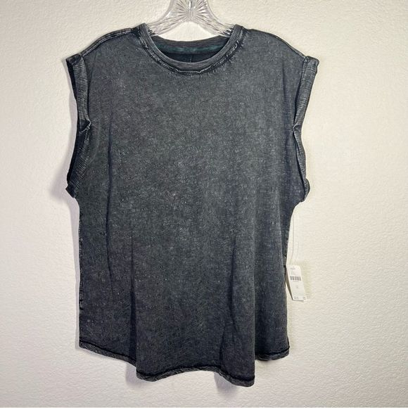 Anthropologie Tops - New Anthropologie Pilcro Womens Sustainable Roll-Sleeve Tank Top Size XL Black